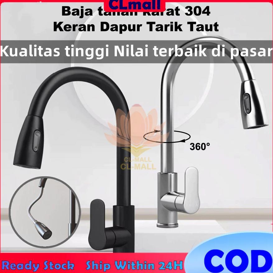 Tarik Keran Wastafel Dapur Tarik Wastafel Dapur Stainless Steel SUS 304 Keran Leher Angsa Keran Dapu