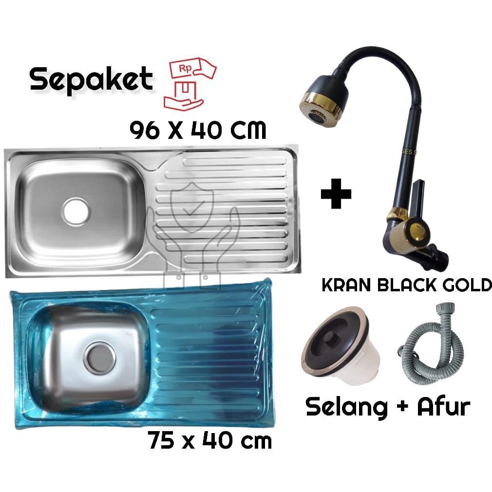 Bak Cuci Piring Stainless & Afur Stainless ukuran 75 dan 96 Kran Cuci Piring