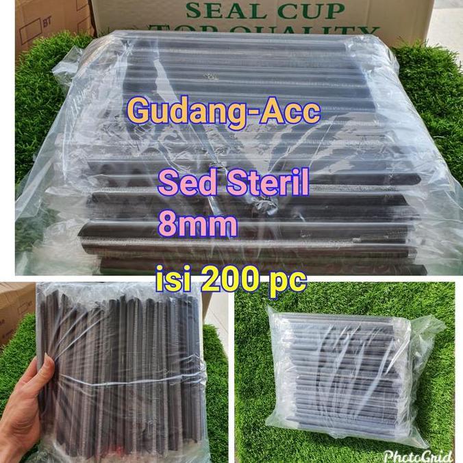 Taberu- Sedotan Plastik 8Mm 20Cm Sedotan Bubble Boba Cochoc Steril Hitam 200Pc