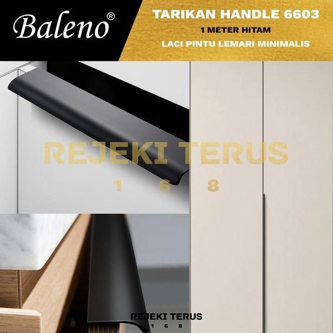 Handle Tarikan Panjang 6603 Hitam 1 METER / Laci Pintu Lemari Minimalis Knob