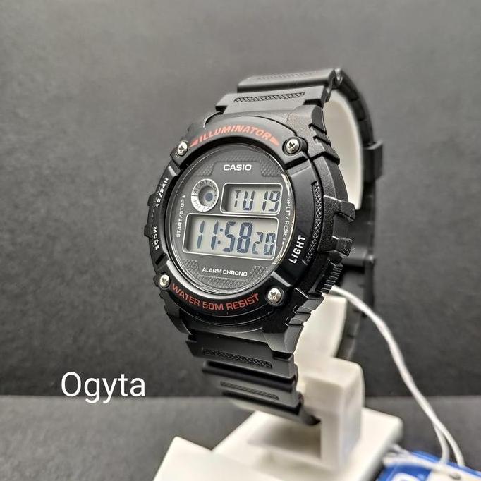 Jam Tangan Pria CASIO Digital Strap Karet Hitam W-216H-1A Original