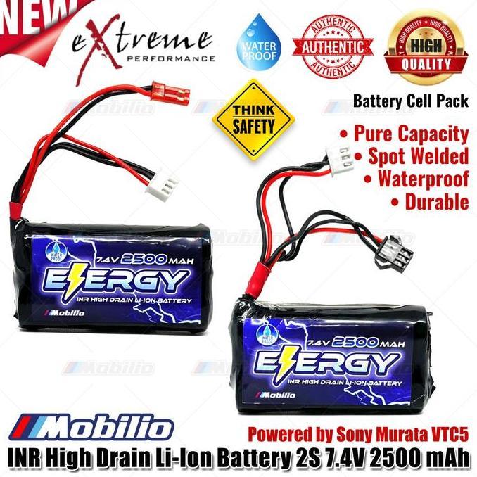 Baterai INR Li Ion 7.4 Volt 2500 mAh High Drain RC Mini Battery