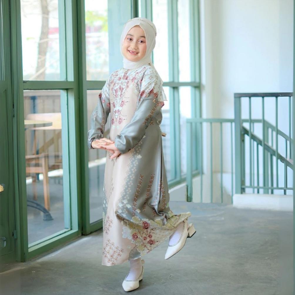 RECOMMENDED Gamis Silk Premium Motif Terbaru Bunsui medina dress kondangan Warna Cream Navy Sage Ter