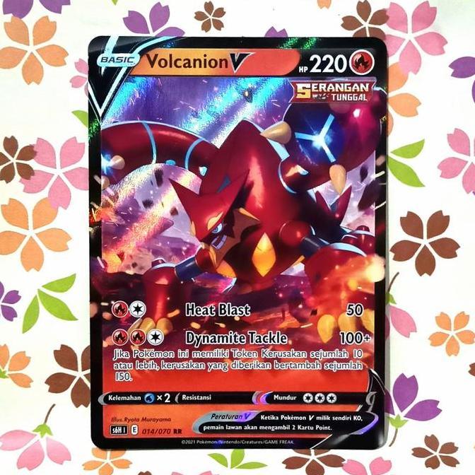 New volcanion V RR foil s6H | 014/070 pokemon tcg indonesia set 9