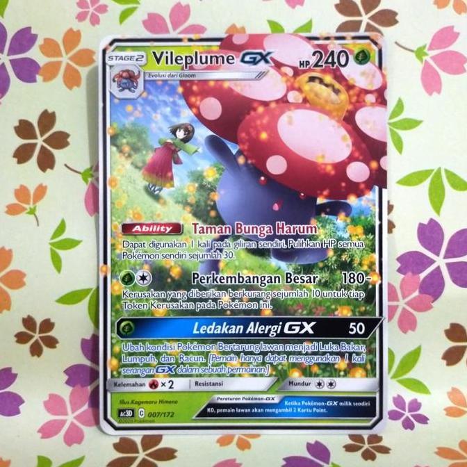 New vileplume GX TD ac3D 007/172 pokemon tcg indonesia