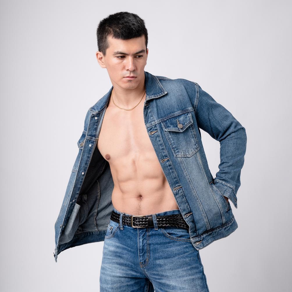 ORIGINAL VENGOZ Jacket Jeans Pria Slim Fit Premium - Blue Washed