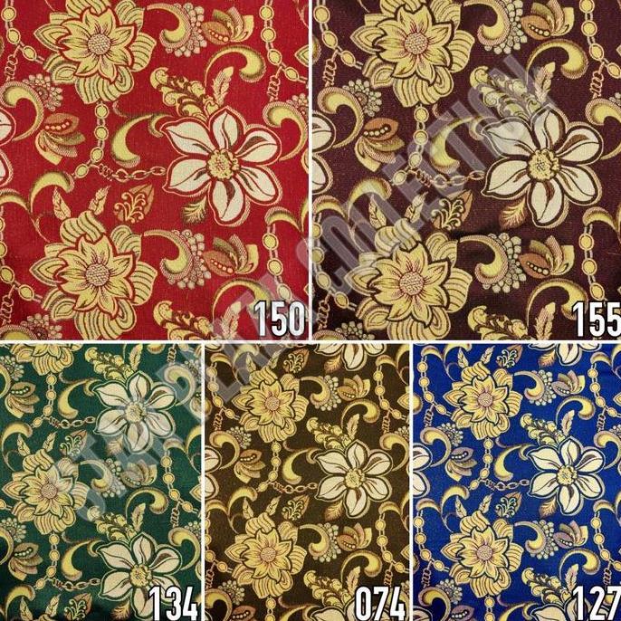 Kain Benang Emas Sofa / Kursi / Jok Motif Bunga Kembang - Francesco