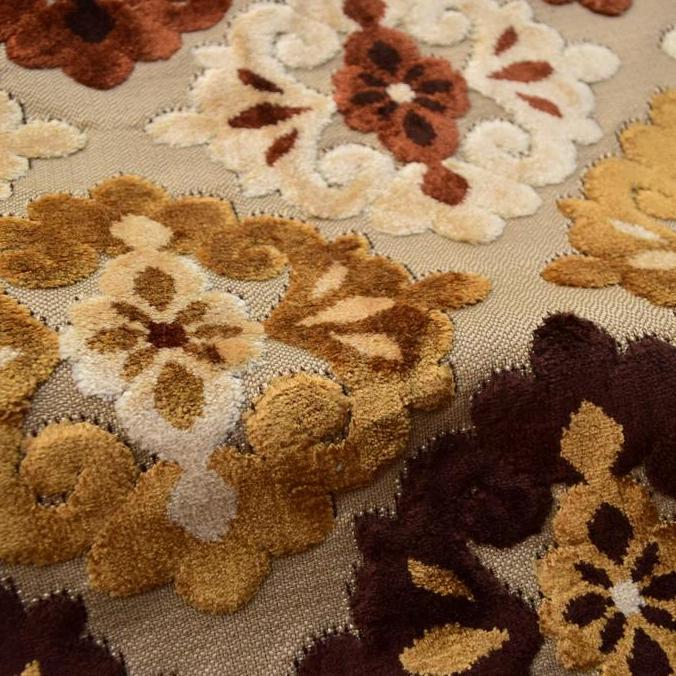 Kain Beludru Sofa Kursi Jati Ukir Ateja Motif Kembang Klasik - Cervina