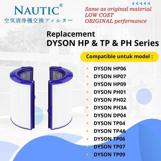 TERLARIS FILTER PENGGANTI UNTUK DYSON REPLACEMENT HEPA + CARBON TP06 TP07 TP09