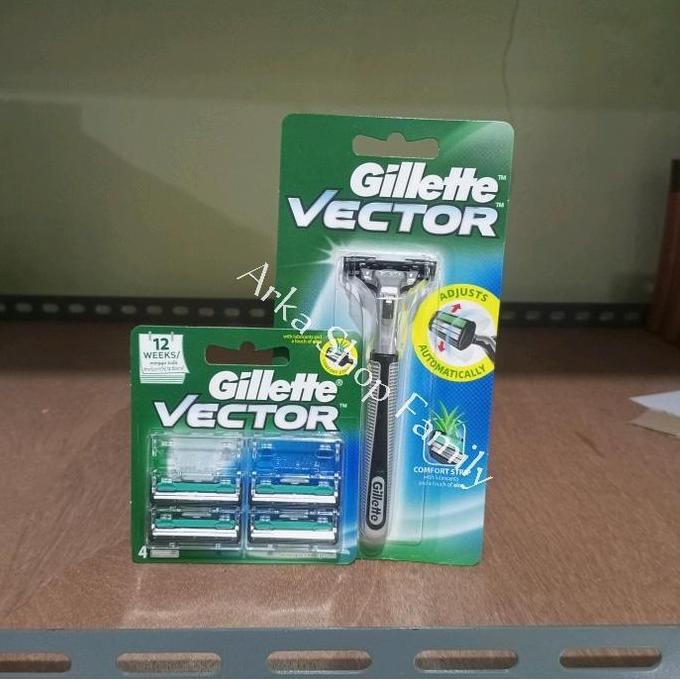 GILLETTE Vector Paket Handle + Refill Isi 4 Gillete Gilette Gilete