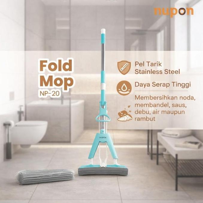 NUPON Alat Pel Pembersih Lantai Fold Mop Stainless Anti Karat