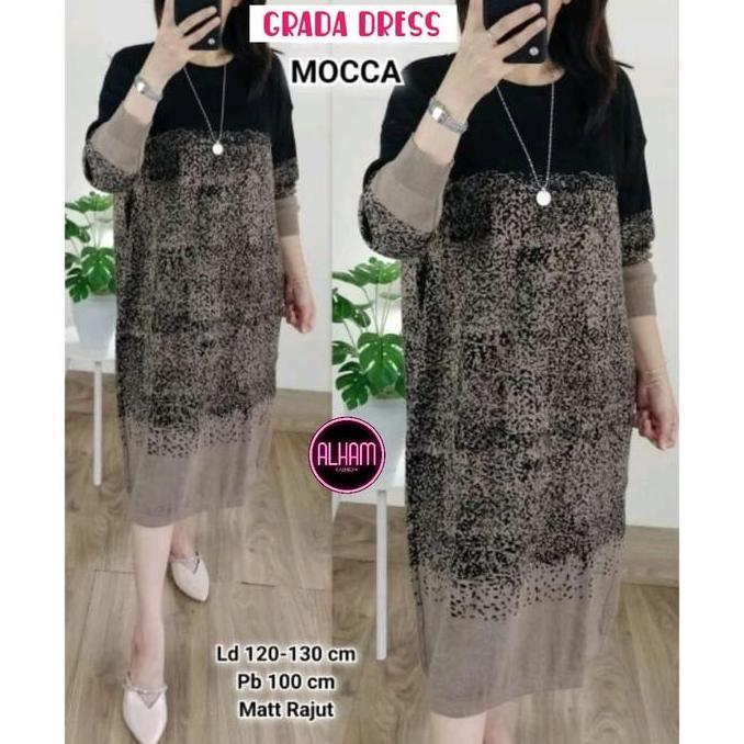 Tunik rajut import jumbo motif gradasi Casual