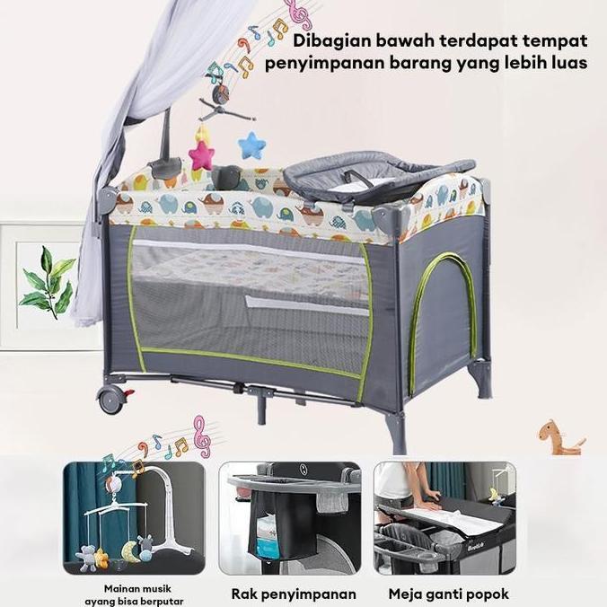 [Garansi 10 Tahun]Tempat Tidur Bayi Box Bayi Lipat Multifungsi Bisa Dilipat 6 in 1 box  bayi box  ba