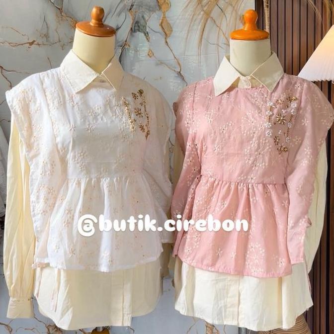 Flash sale 3.3 Produk baru satu set kemeja dan vest / kemeja / blouse terbaru Baju Atasan WanitaProd