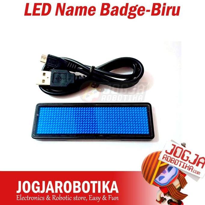 NARBU LED Name Badge Papan Nama Name Tag LED Berjalan-Biru