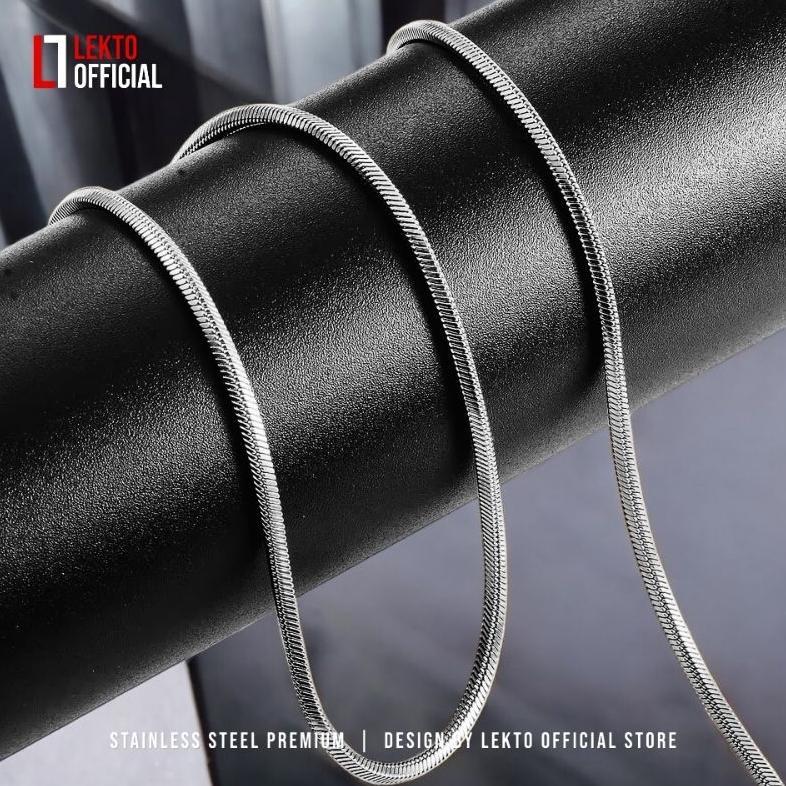 Terbaru Kalung Titanium Pria Anti Karat Silver Asli Original Wanita Perak Putih Model Kotak Kalung M