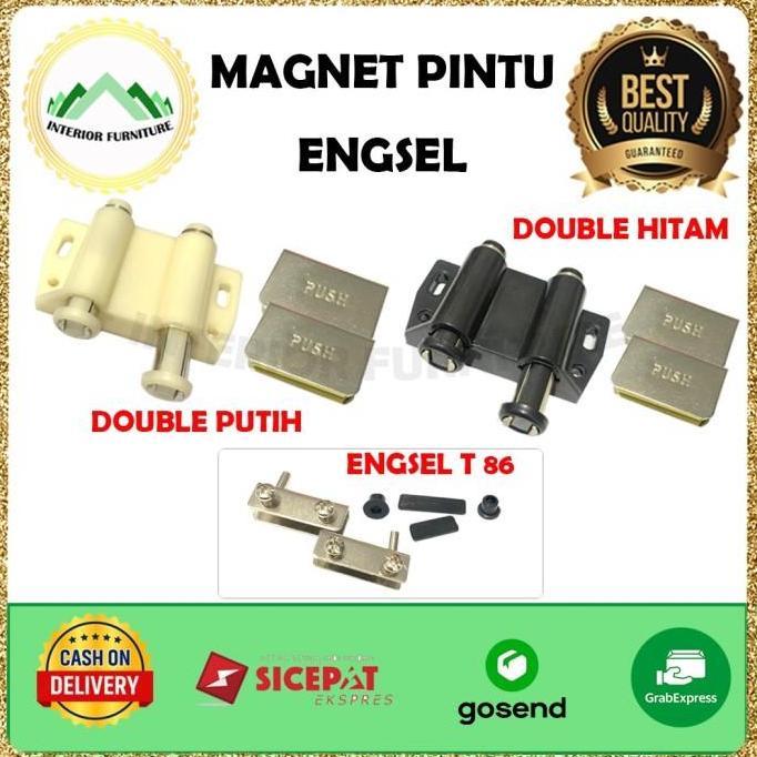 Engsel Kaca Jepit Push DOUBLE Pintu Lemari Kaca Magnit Magnet
