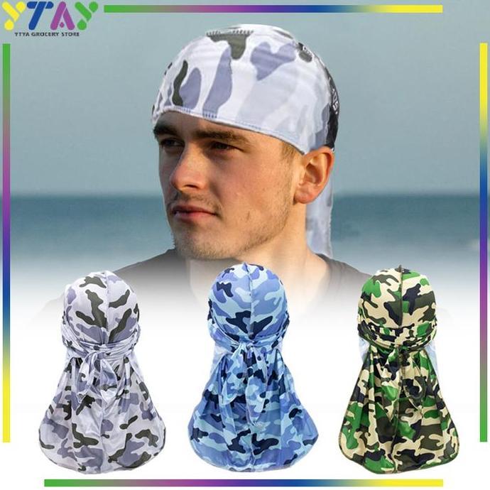 HERBONE Durag Bandana Durag Ikat Kepala Hip Hop Bandana Ekor Panjang