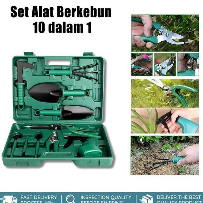 PARANE Set Perkakas Kebun / Tukang Kebun 10 Pcs Lengkap - dengan Sekop, Garpu Tanah, dan Koper Penyi