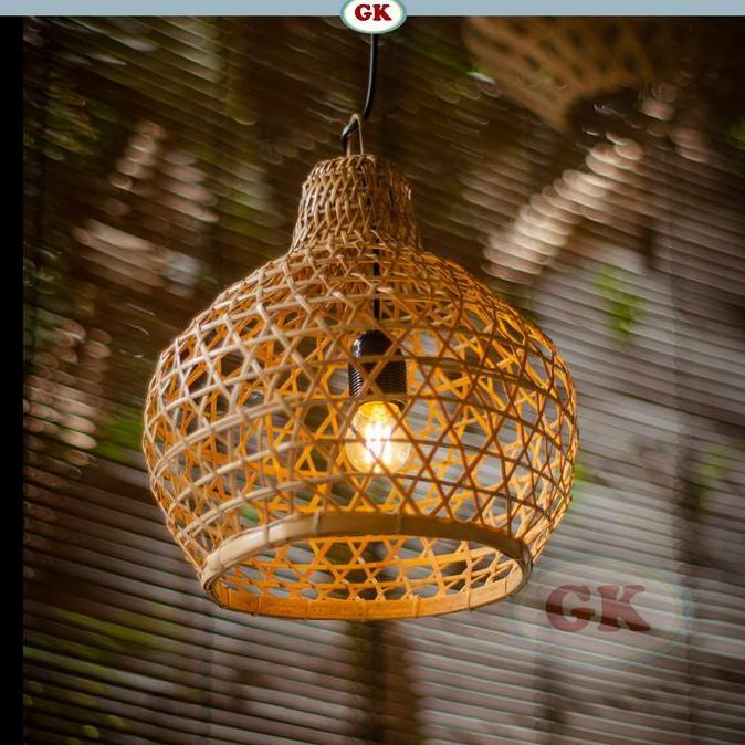 Kap Lampu gantung Bambu / Lampu dekorasi bambu  BT04 d30
