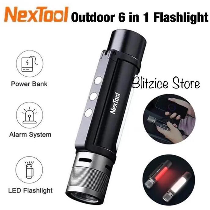 NEW NEXTOOL OUTDOOR 6 IN 1 FLASHLIGHT 1000 LUMENS SENTER LED VISUAL ALARM LIGHT CAMPING ORI