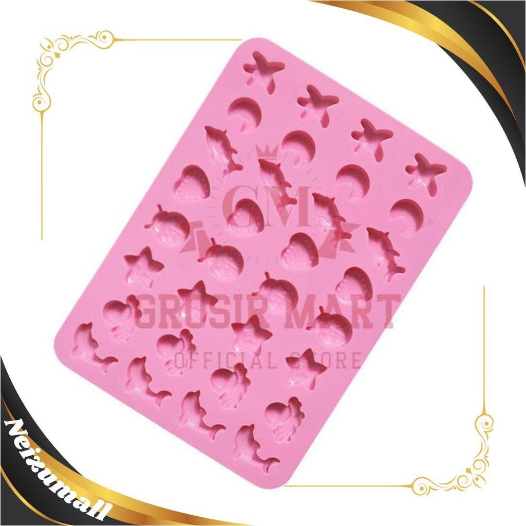GM Isi 32 Cetakan Puding Kue Coklat Gummy Jelly Permen Yupi Agar Nugget Fondant Silikon Motif Ocean 