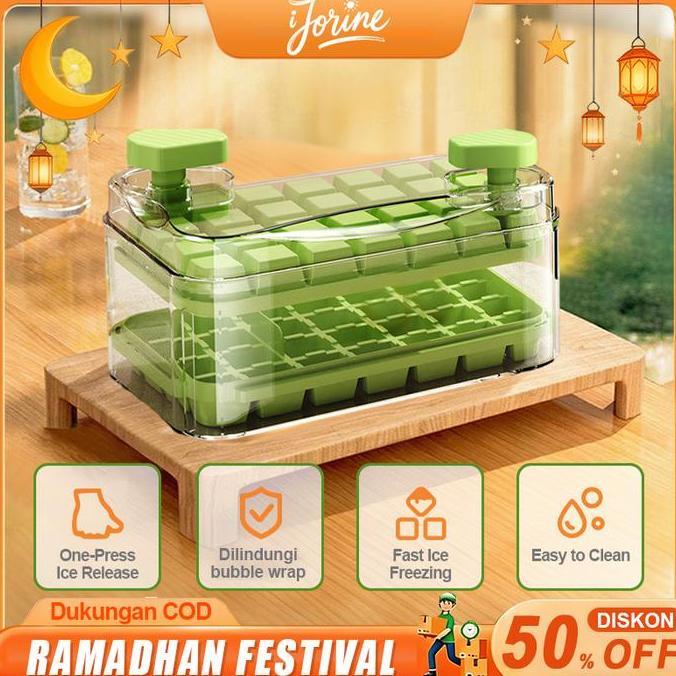 JC Ice Cube Maker 28 Grid Cetakan Es Batu Kristal Transparan, Pembuat Es Batu Mini Praktis, Tempat E