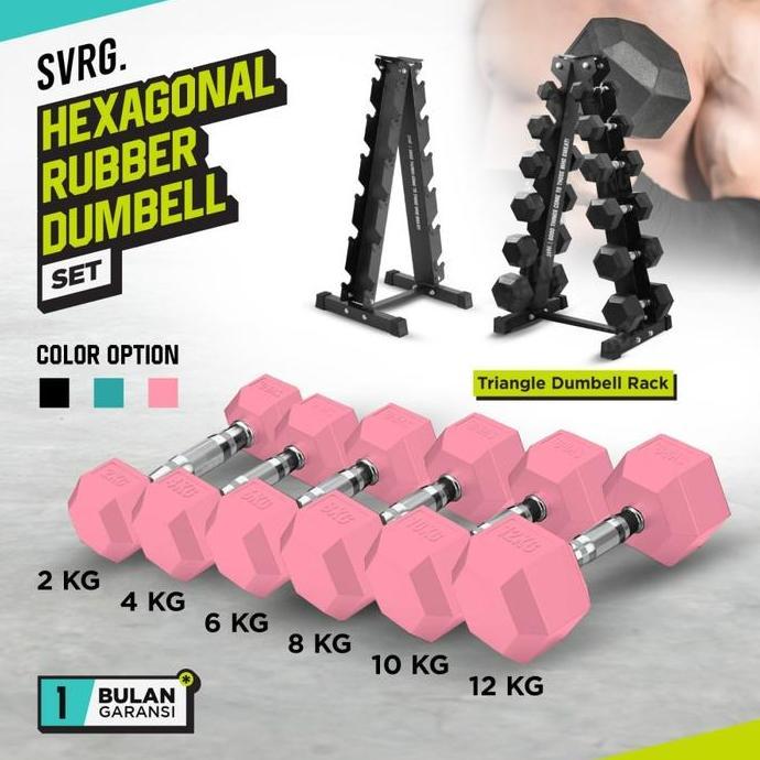 Svrg Hexagonal Dumbbell - Hexa Rubber Dumbbell - Hexa Dumbbell - Rubber Dumbbell Barbell