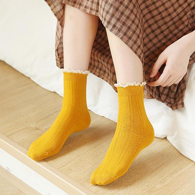 New Kaos Kaki Wanita Korean Girly Style Curly Korean Style Kaos Kaki Cewek Renda Bahan Tebal Dan Nya