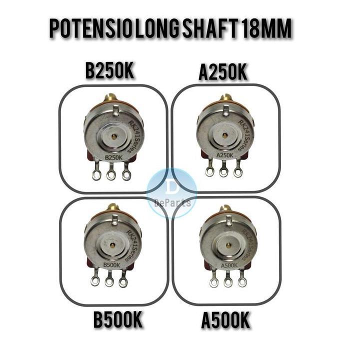 Ready Potensio Brass CTS Style 500K Long shaft 18mm untuk gitar gibson LP