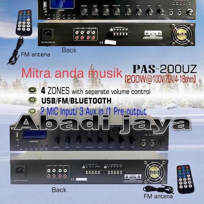 Diskon 4 Zones Ampli Vpk Pas 200Uz 200 Watt 100V 70V 4 16Ohm Vpk Pas200Uz