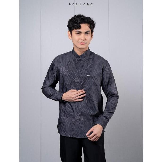 Laskala Batik Premium Harsa Kemeja Batik Koko Pria Slimfit Lengan Panjang
