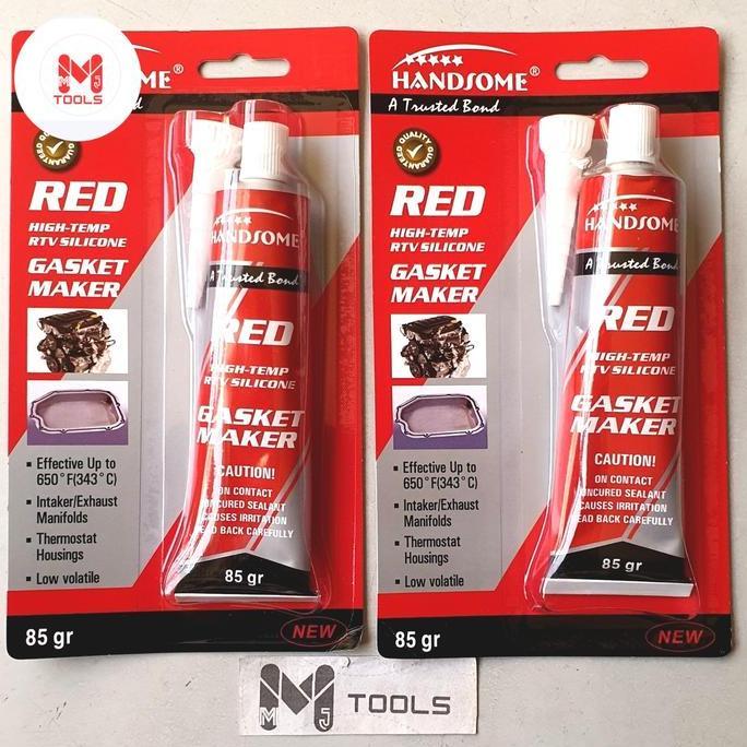 Ready Lem Silikon Red HANDSOME 85 Gram - HANDSOME Lem Packing Merah Besar - High Temperature Red Gas