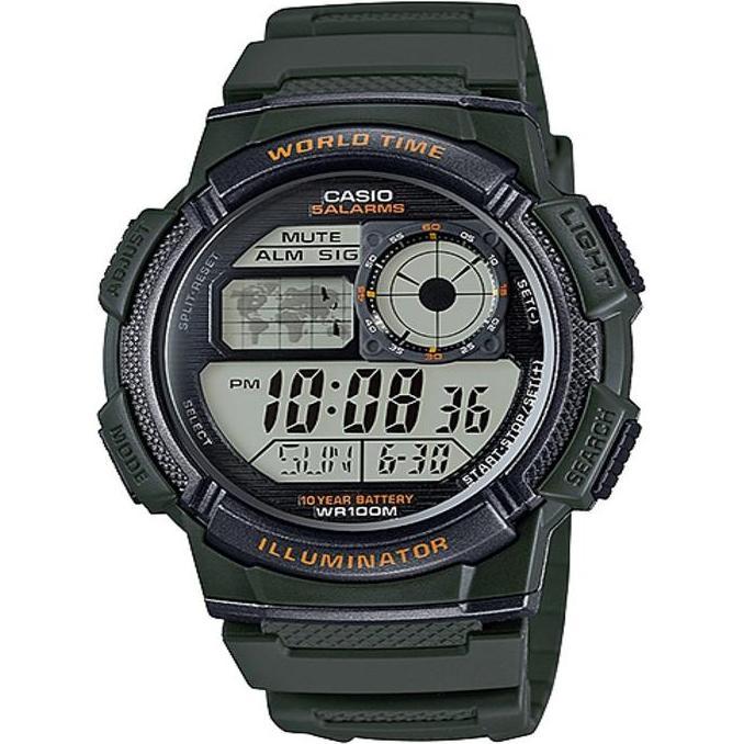 Casio Digital Jam Tangan Pria Hijau AE-1000W-3A Original