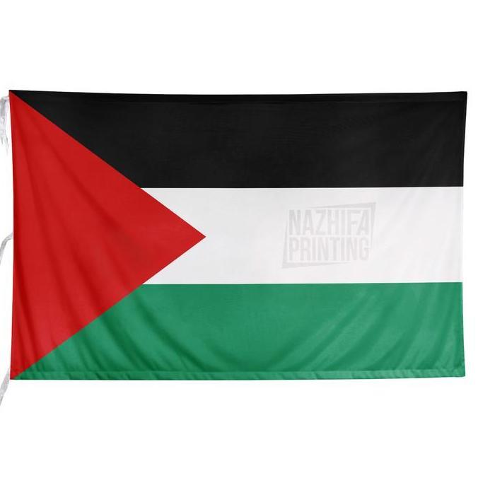 Nazhifa Printing - Bendera Palestina, Palestine 1 sisi, Bahan Satin Peles Ukuran kecil-Besar