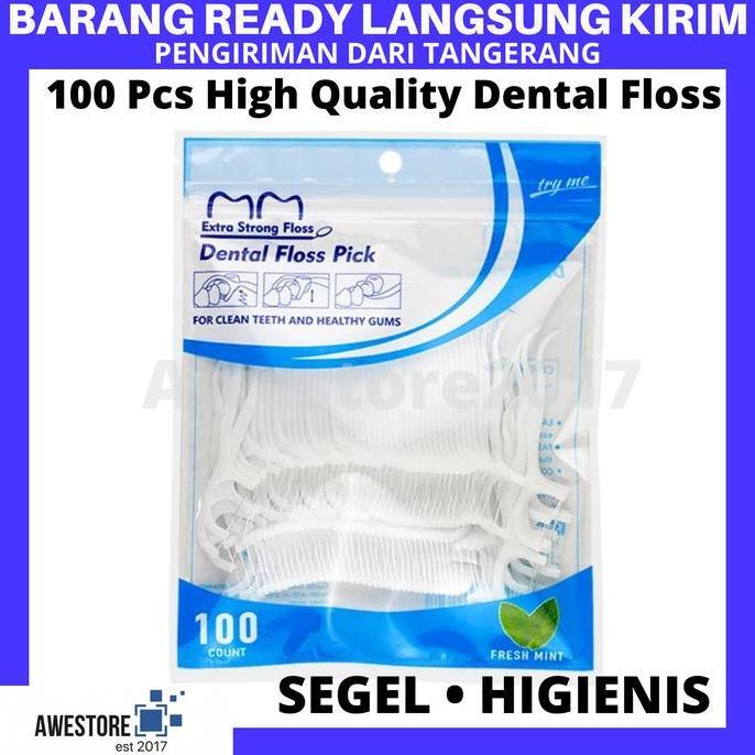 100 Pcs Bag Dental Floss Tusuk Gigi Benang Alat Pembersih Toothpick