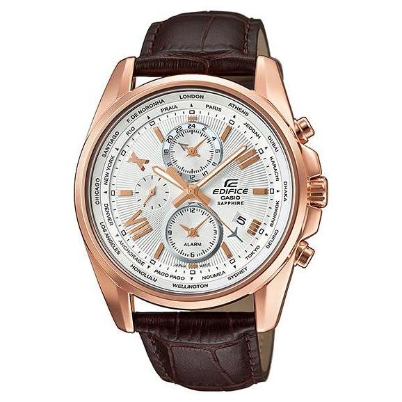 Casio Edifice Jam Tangan Pria Cokelat Kulit EFB-301JL-7A Original