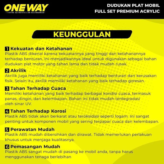 PAJERO SPORT Tatakan Dudukan Plat Nomor Mobil Akrilik Mika ONEWAY Set