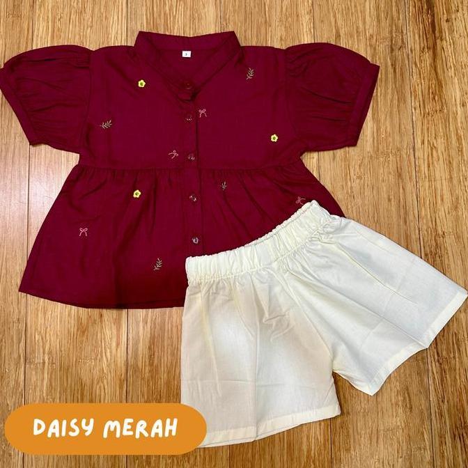 Setelan Anak Perempuan Laila | Daisy Merah | Daisy Putih | Bunga Berry | Bahan Katun 100%