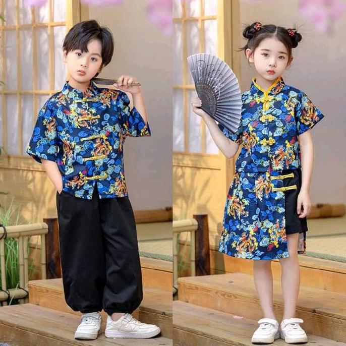 Setelan Baju Imlek Anak Couple Qipao Cheongsam Oriental - Baju Sangjit Pesta Tradisional Import Cny 