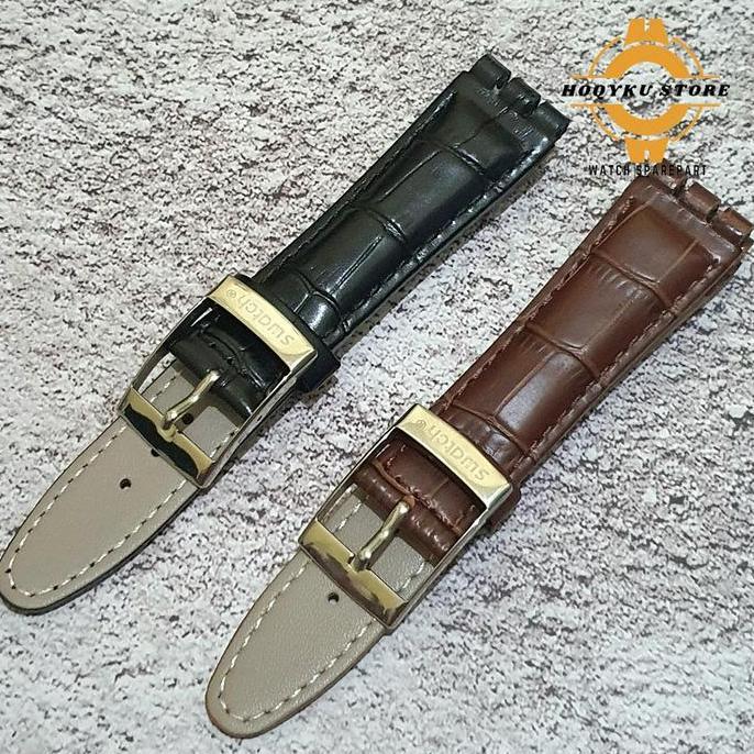 Strap Tali Jam Tangan Swatch Kulit 17mm 19mm 21mm Swatch Leather Strap