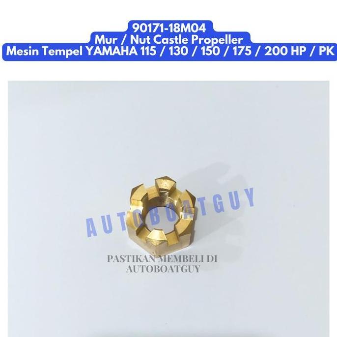 90171-18M04 Mur / Nut Castle Propeller Mesin Tempel YAMAHA 115 / 130 / 150 / 175 / 200 HP / PK