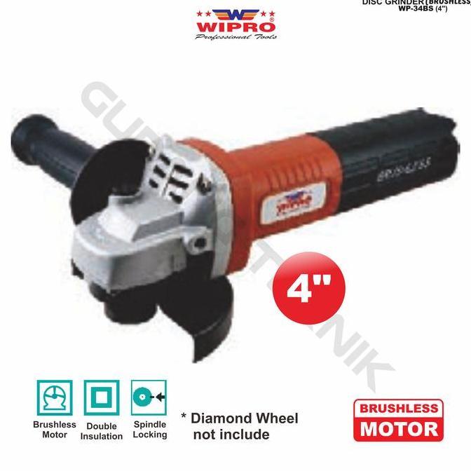 SESARKAL Mesin Gerinda Tangan Brushless 4" WIPRO WP-34BS/Gerinda Gurinda Grinda