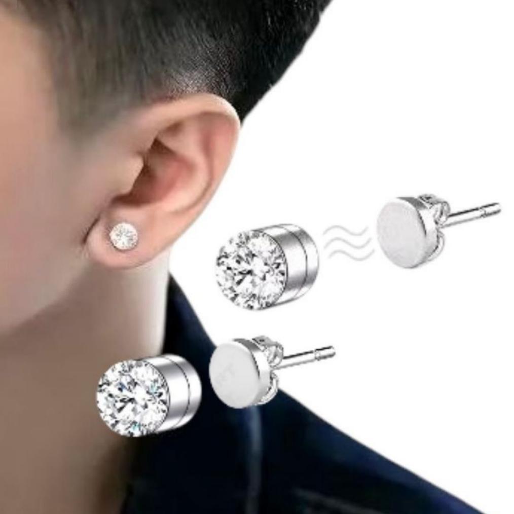 Official Anting Magnet Permata Pria Titanium Elegan Mirip Asli Anting Magnet Titanimum Anting Magnet
