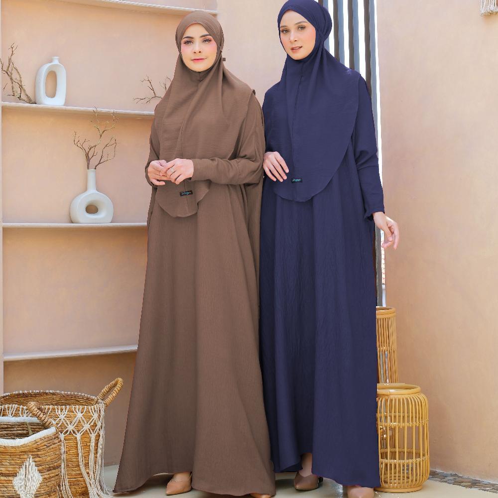 TERBARU Gamis Abaya Putih Set Hijab Syari Polos Jumbo Premium Set Kerudung  By Diayu