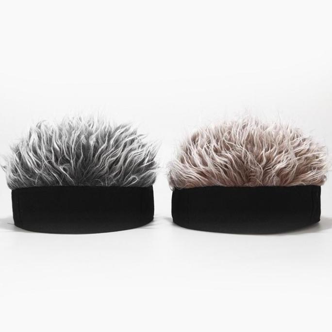 LEONAB Topi Wig Rambut Pria Rambut Palsu Topi Wig Simulasi Eropa Topi Rambut Naruto Topi Retro Hip-H