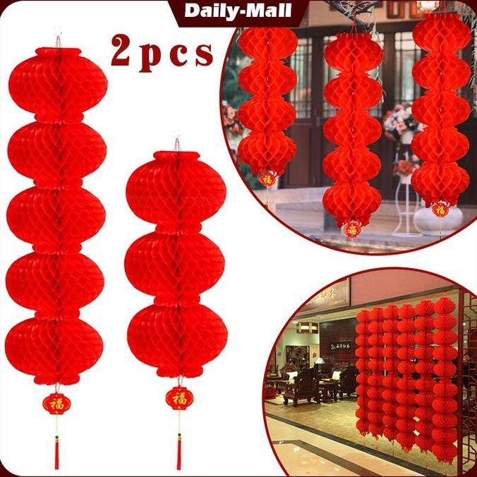ZASSAT 2 Pcs Lampion Bulat Hiasan Imlek Lampion Imlek Lampu Lampion Imlek