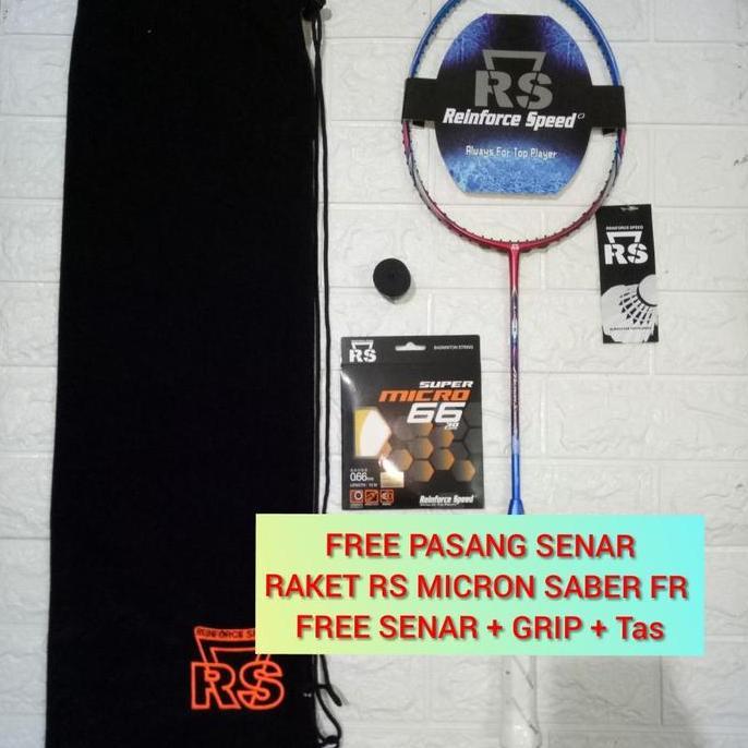 Raket Badminton Rs Micron Saber Fr Free Senar + Grip + Tas