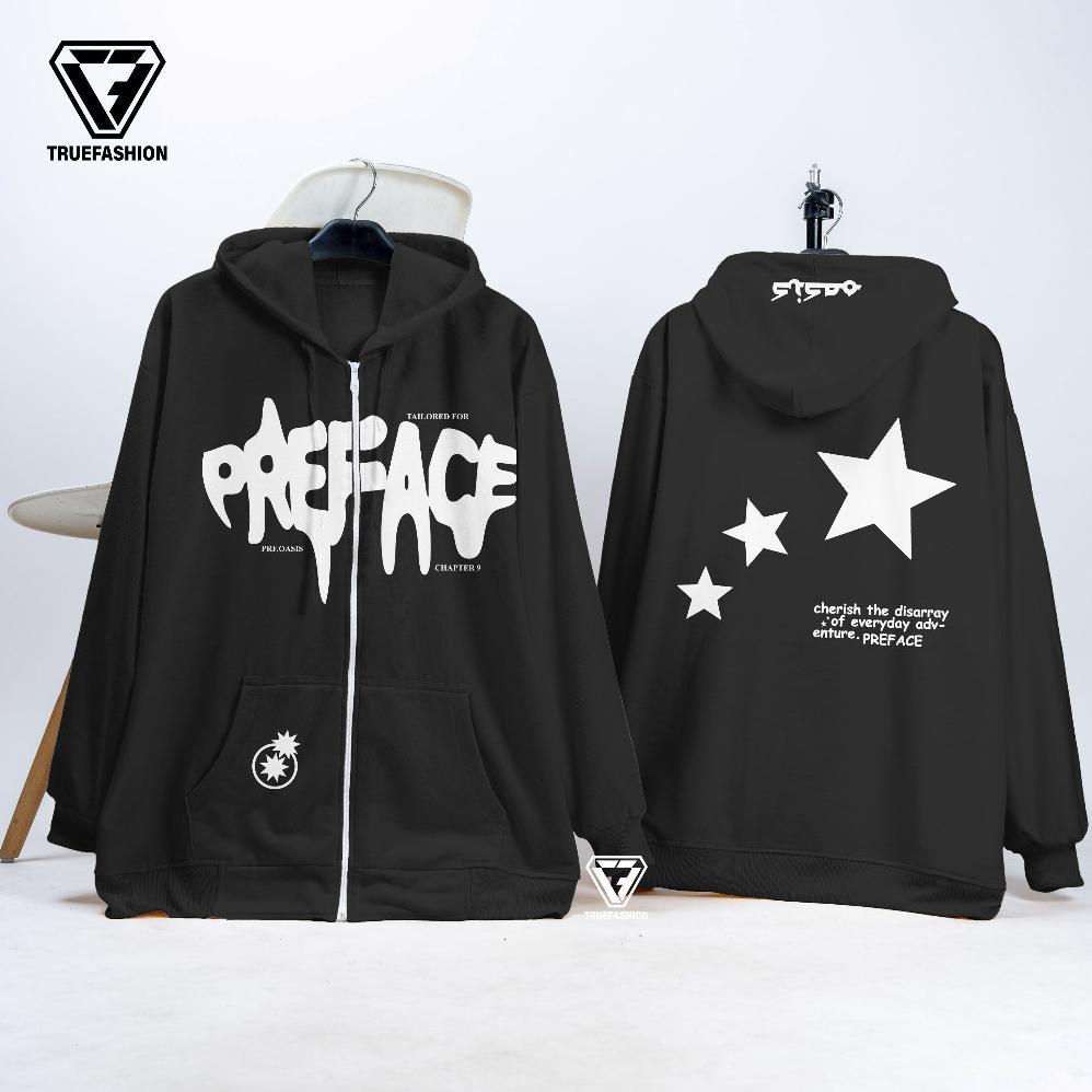 Cuci Gudang Tf - Hoodie Crop & Reguler Wanita & Pria Preface Star Of Everyday Zipper Streetwear Styl