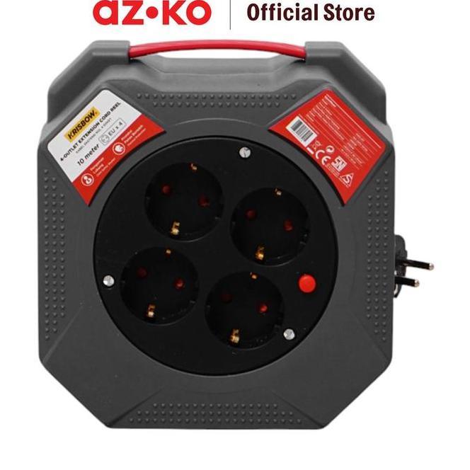Azko Krisbow 10 Mtr Kabel Roll Abuabu Extension Cable Kabel Gulung Power Reel Kabel Listrik Cable Ro